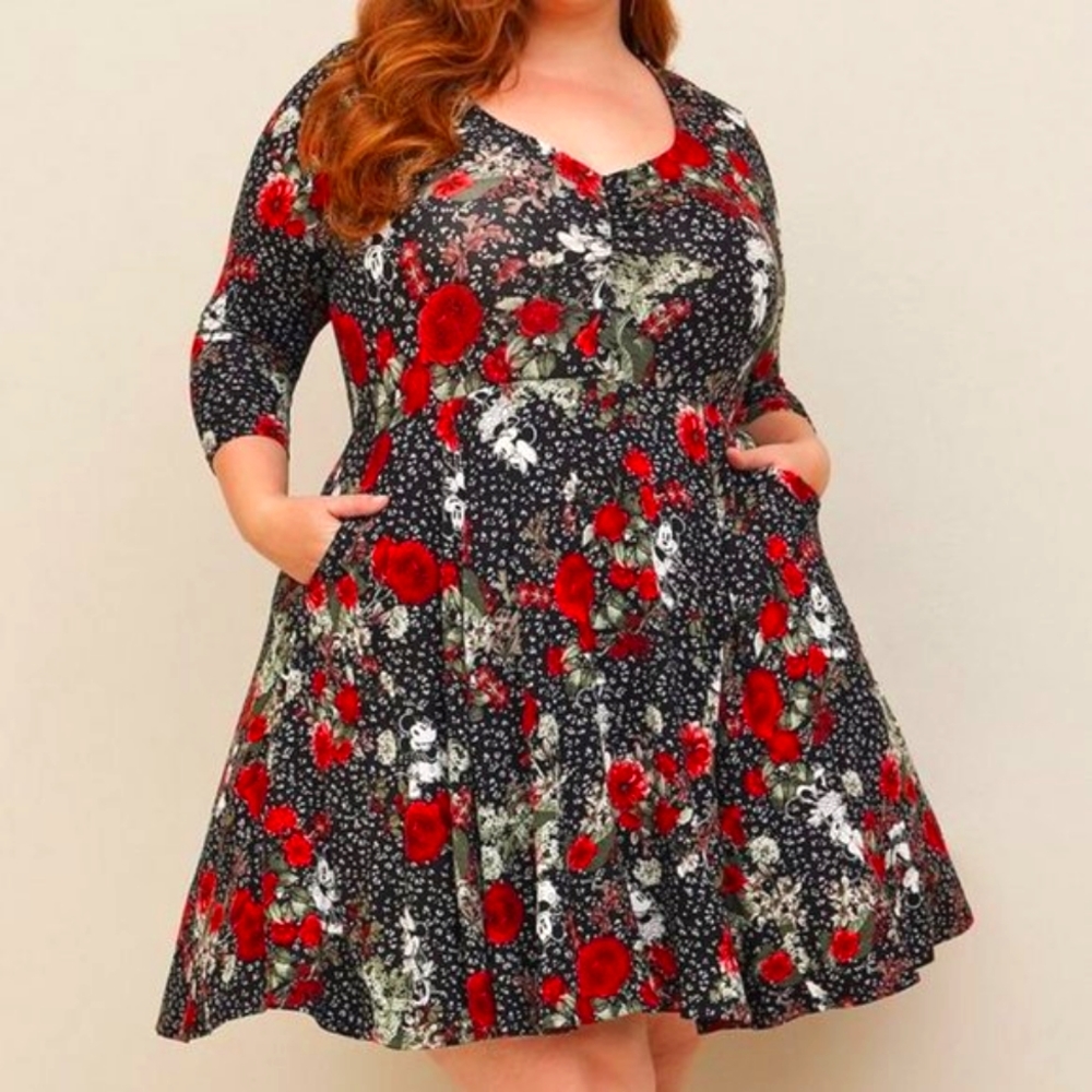 ❤️NWT TORRID SKATER DRESS MICKEY MOUSE FLORAL MINI SUPERSOFT DISNEY PLUS
